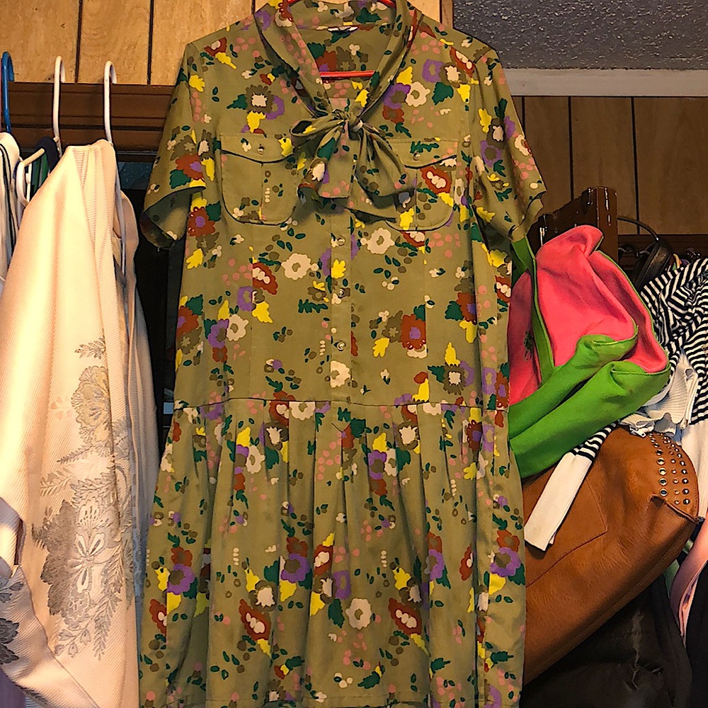 Fossil Floral Pattern One Piece Dress